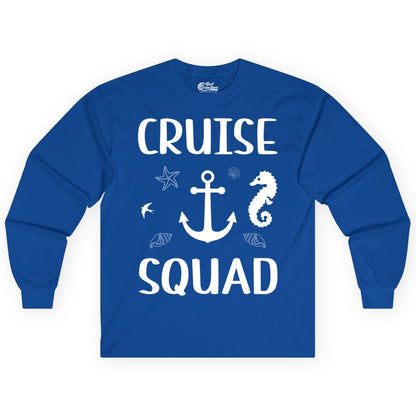 Cruise Squad Shirt - Nautical Group Shirt for Family Cruise Fun (Long Sleeve) in Royal - Cruise Squad Shirt - Nautical Anchor Marine Animals Group Vacation Tee