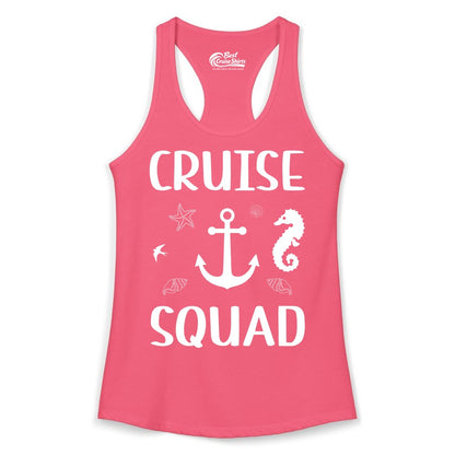 Cruise Squad Shirt - Nautical Group Shirt for Family Cruise Fun (Ladies Tank) in Hot Pink - Cruise Squad Shirt - Nautical Anchor Marine Animals Group Vacation Tee
