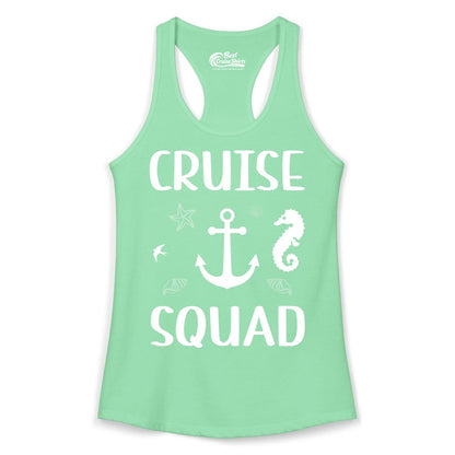 Cruise Squad Shirt - Nautical Group Shirt for Family Cruise Fun (Ladies Tank) in Solid Mint - Cruise Squad Shirt - Nautical Anchor Marine Animals Group Vacation Tee