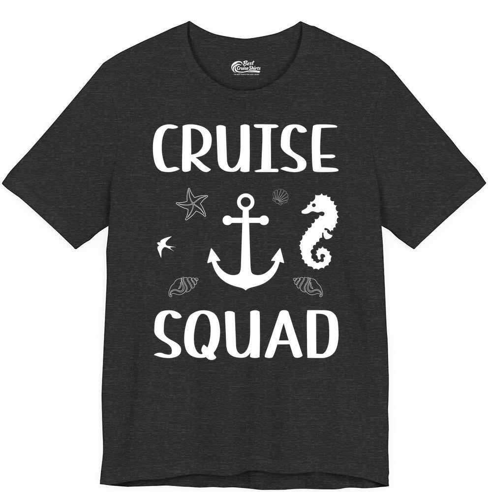 Cruise Squad Shirt - Nautical Group Shirt for Family Cruise Fun (Premium Tee) in Dark Grey Heather - Cruise Squad Shirt - Nautical Anchor Marine Animals Group Vacation Tee