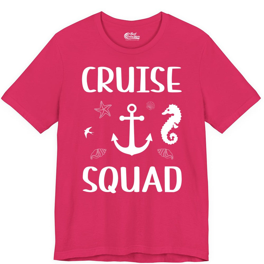 Cruise Squad Shirt - Nautical Group Shirt for Family Cruise Fun (Premium Tee) in Fuchsia - Cruise Squad Shirt - Nautical Anchor Marine Animals Group Vacation Tee