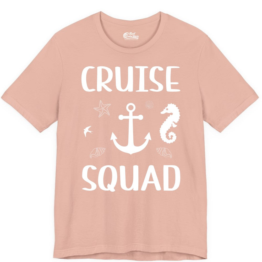 Cruise Squad Shirt - Nautical Group Shirt for Family Cruise Fun (Premium Tee) in Peach - Cruise Squad Shirt - Nautical Anchor Marine Animals Group Vacation Tee