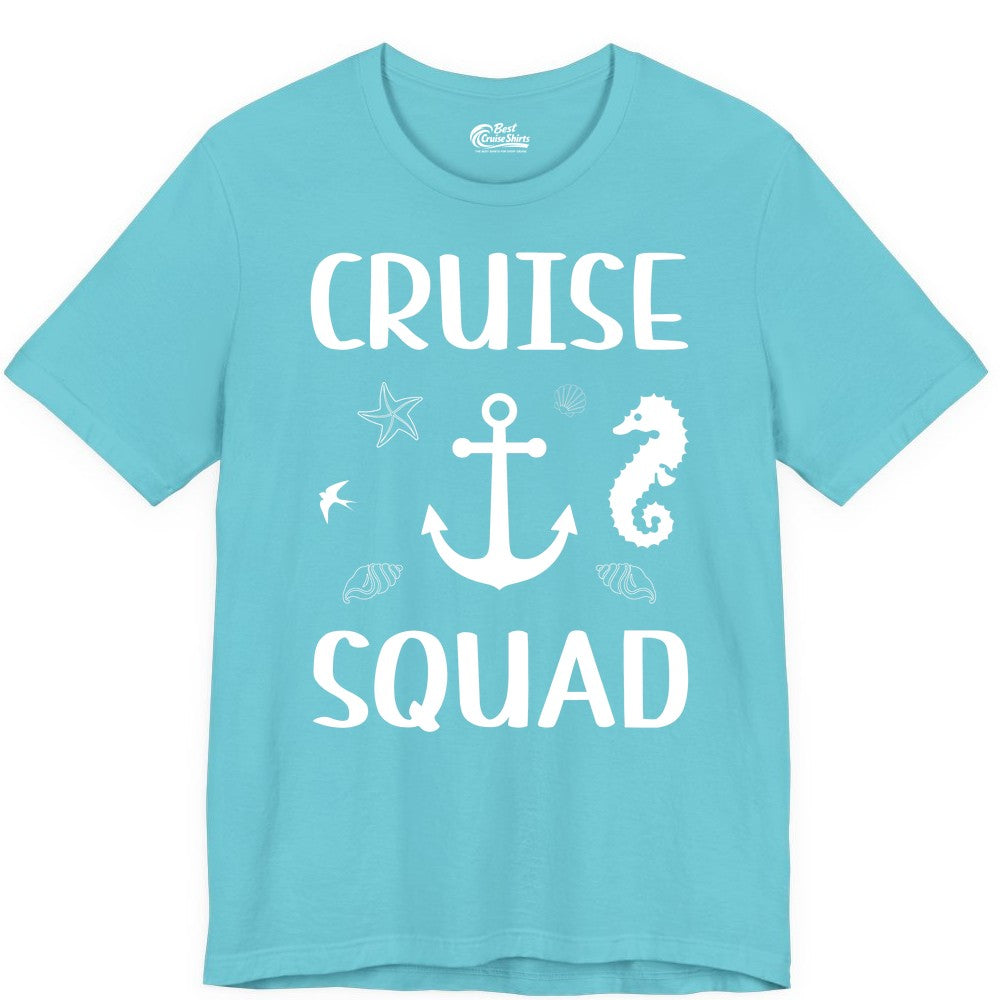 Cruise Squad Shirt - Nautical Group Shirt for Family Cruise Fun (Premium Tee) in Turquoise - Cruise Squad Shirt - Nautical Anchor Marine Animals Group Vacation Tee