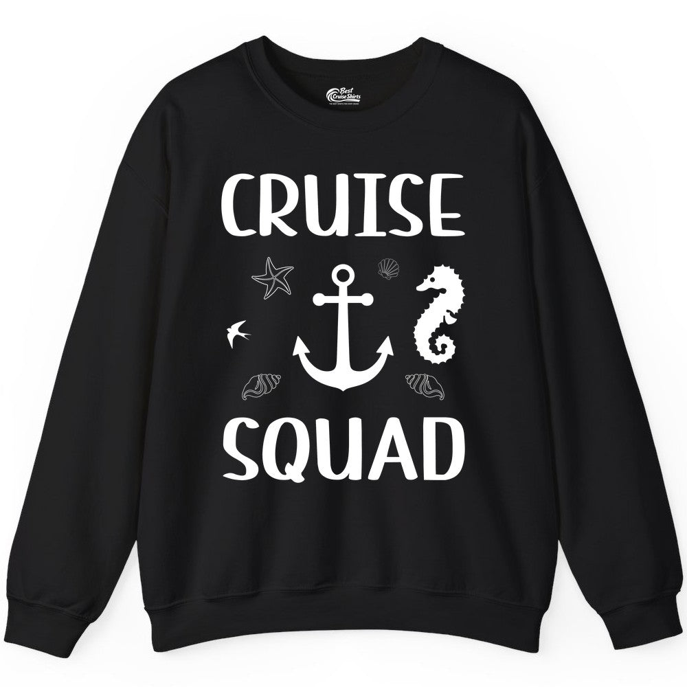 Cruise Squad Shirt - Nautical Group Shirt for Family Cruise Fun (Sweatshirt) in Black - Cruise Squad Shirt - Nautical Anchor Marine Animals Group Vacation Tee