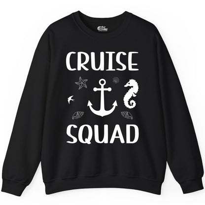 Cruise Squad Shirt - Nautical Group Shirt for Family Cruise Fun (Sweatshirt) in Black - Cruise Squad Shirt - Nautical Anchor Marine Animals Group Vacation Tee