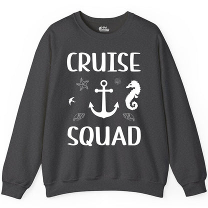 Cruise Squad Shirt - Nautical Group Shirt for Family Cruise Fun (Sweatshirt) in Dark Heather - Cruise Squad Shirt - Nautical Anchor Marine Animals Group Vacation Tee