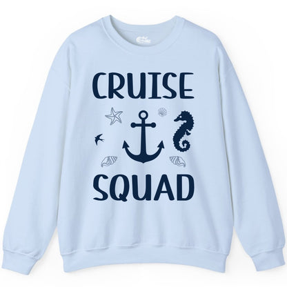 Cruise Squad Shirt - Nautical Group Shirt for Family Cruise Fun (Sweatshirt) in Light Blue - Cruise Squad Shirt - Nautical Anchor Marine Animals Group Vacation Tee