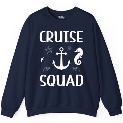 Cruise Squad Shirt - Nautical Group Shirt for Family Cruise Fun (Sweatshirt) in Navy - Cruise Squad Shirt - Nautical Anchor Marine Animals Group Vacation Tee
