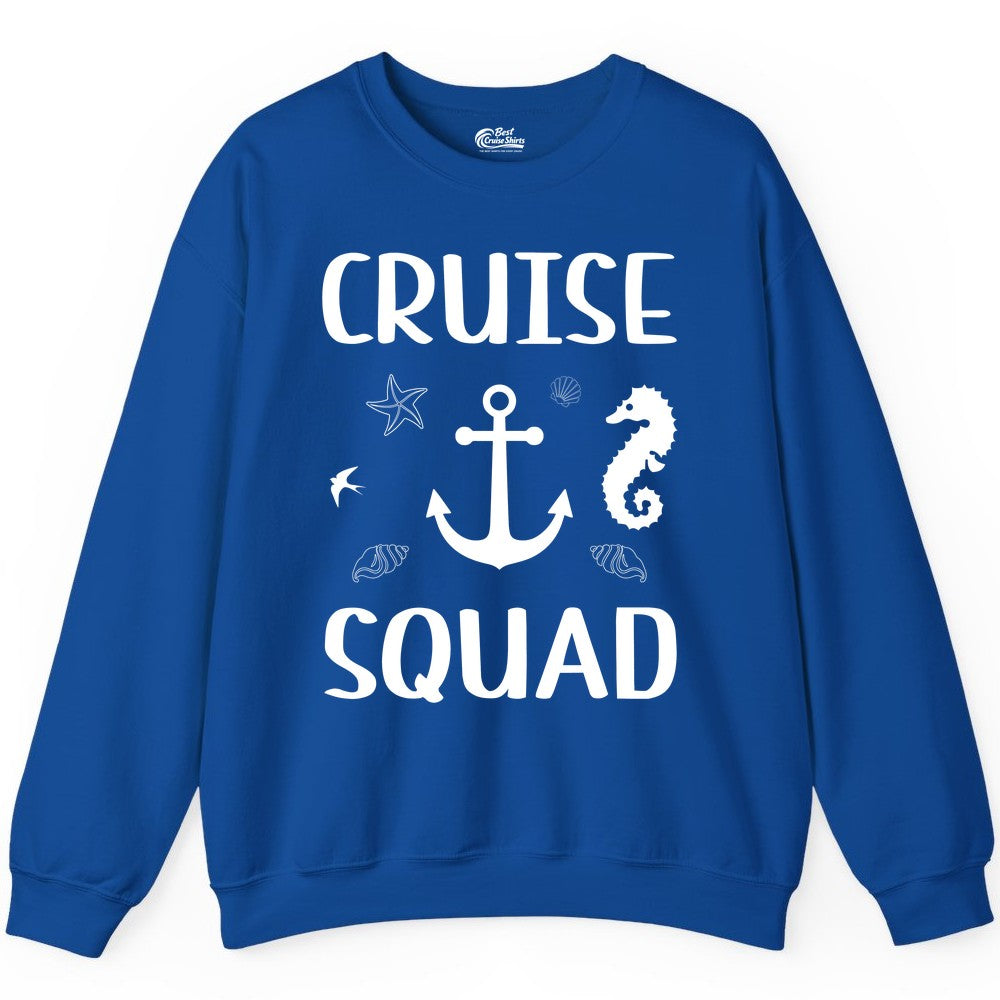 Cruise Squad Shirt - Nautical Group Shirt for Family Cruise Fun (Sweatshirt) in Royal - Cruise Squad Shirt - Nautical Anchor Marine Animals Group Vacation Tee