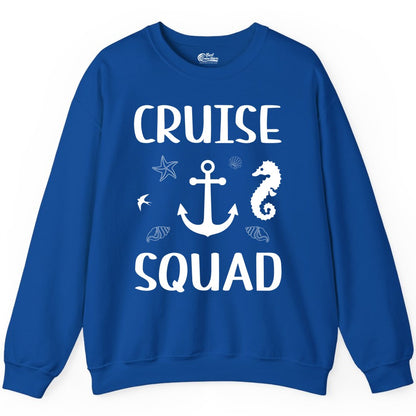 Cruise Squad Shirt - Nautical Group Shirt for Family Cruise Fun (Sweatshirt) in Royal - Cruise Squad Shirt - Nautical Anchor Marine Animals Group Vacation Tee