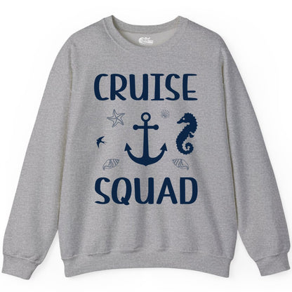 Cruise Squad Shirt - Nautical Group Shirt for Family Cruise Fun (Sweatshirt) in Sport Grey - Cruise Squad Shirt - Nautical Anchor Marine Animals Group Vacation Tee