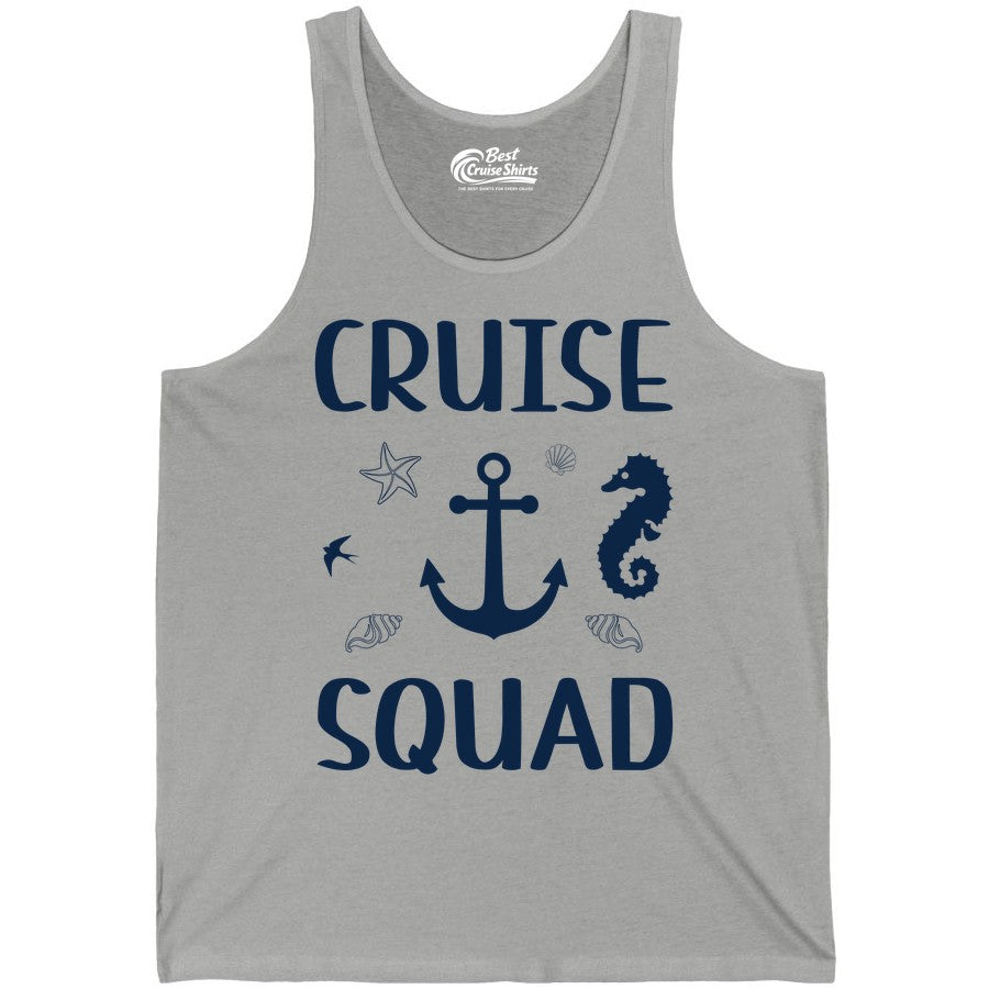 Cruise Squad Shirt - Nautical Group Shirt for Family Cruise Fun (Tank Top) in Athletic Heather - Cruise Squad Shirt - Nautical Anchor Marine Animals Group Vacation Tee