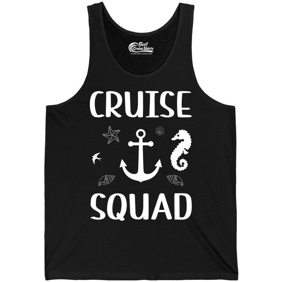 Cruise Squad Shirt - Nautical Group Shirt for Family Cruise Fun (Tank Top) in Black - Cruise Squad Shirt - Nautical Anchor Marine Animals Group Vacation Tee