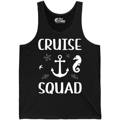 Cruise Squad Shirt - Nautical Group Shirt for Family Cruise Fun (Tank Top) in Black - Cruise Squad Shirt - Nautical Anchor Marine Animals Group Vacation Tee