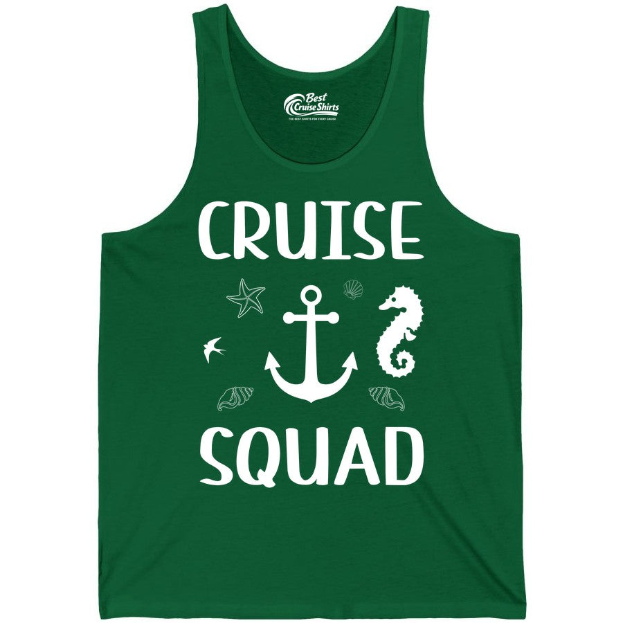 Cruise Squad Shirt - Nautical Group Shirt for Family Cruise Fun (Tank Top) in Kelly - Cruise Squad Shirt - Nautical Anchor Marine Animals Group Vacation Tee
