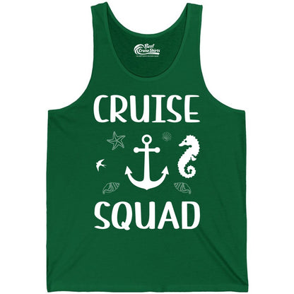 Cruise Squad Shirt - Nautical Group Shirt for Family Cruise Fun (Tank Top) in Kelly - Cruise Squad Shirt - Nautical Anchor Marine Animals Group Vacation Tee