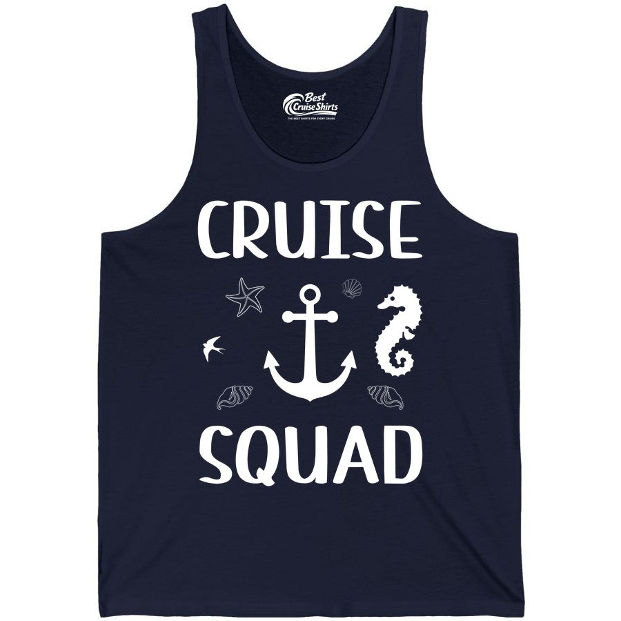 Cruise Squad Shirt - Nautical Group Shirt for Family Cruise Fun (Tank Top) in Navy - Cruise Squad Shirt - Nautical Anchor Marine Animals Group Vacation Tee