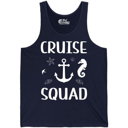 Cruise Squad Shirt - Nautical Group Shirt for Family Cruise Fun (Tank Top) in Navy - Cruise Squad Shirt - Nautical Anchor Marine Animals Group Vacation Tee