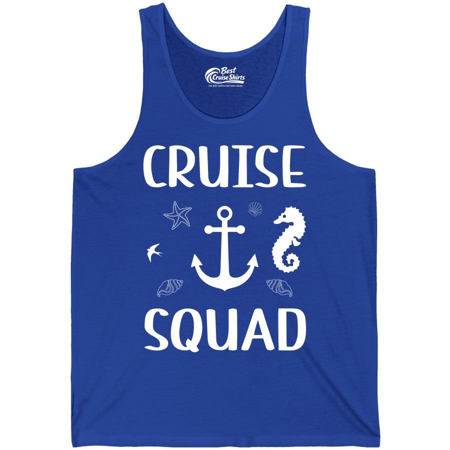 Cruise Squad Shirt - Nautical Group Shirt for Family Cruise Fun (Tank Top) in True Royal - Cruise Squad Shirt - Nautical Anchor Marine Animals Group Vacation Tee