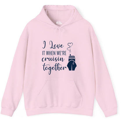 Cruise Couple Shirt - Romantic Cruise Vacation Apparel for Couples (Hoodie) in Light Pink - Cruise Couple Shirt - I Love Cruisin Together Romantic Ship Heart Design