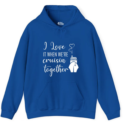 Cruise Couple Shirt - Romantic Cruise Vacation Apparel for Couples (Hoodie) in Royal - Cruise Couple Shirt - I Love Cruisin Together Romantic Ship Heart Design