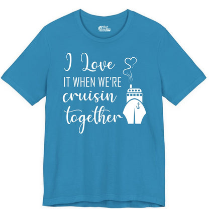 Cruise Couple Shirt - Romantic Cruise Vacation Apparel for Couples (Premium Tee) in Aqua - Cruise Couple Shirt - I Love Cruisin Together Romantic Ship Heart Design