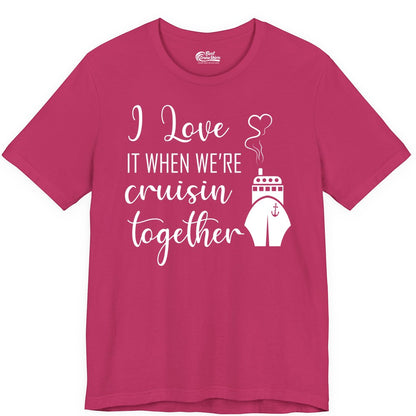 Cruise Couple Shirt - Romantic Cruise Vacation Apparel for Couples (Premium Tee) in Berry - Cruise Couple Shirt - I Love Cruisin Together Romantic Ship Heart Design