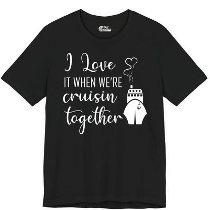 Cruise Couple Shirt - Romantic Cruise Vacation Apparel for Couples (Premium Tee) in Black - Cruise Couple Shirt - I Love Cruisin Together Romantic Ship Heart Design