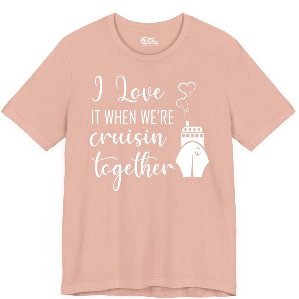 Cruise Couple Shirt - Romantic Cruise Vacation Apparel for Couples (Premium Tee) in Peach - Cruise Couple Shirt - I Love Cruisin Together Romantic Ship Heart Design