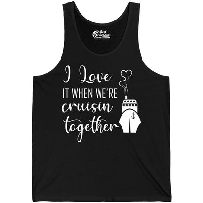 Cruise Couple Shirt - Romantic Cruise Vacation Apparel for Couples (Tank Top) in Black - Cruise Couple Shirt - I Love Cruisin Together Romantic Ship Heart Design