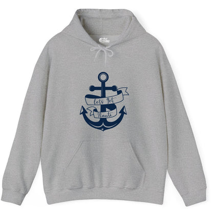 Lets Get Nauti Shirt - Nautical Shirt Funny Cruise Tee Anchor Graphic (Hoodie) in Sport Grey - Lets Get Nauti Nautical Anchor Shirt - Playful Cruise Party Tee Design