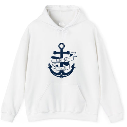 Lets Get Nauti Shirt - Nautical Shirt Funny Cruise Tee Anchor Graphic (Hoodie) in White - Lets Get Nauti Nautical Anchor Shirt - Playful Cruise Party Tee Design