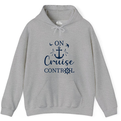 On Cruise Control Shirt - Nautical Apparel for Cruise Vacation (Hoodie) in Sport Grey - On Cruise Control Nautical Anchor and Birds Vacation Shirt Design