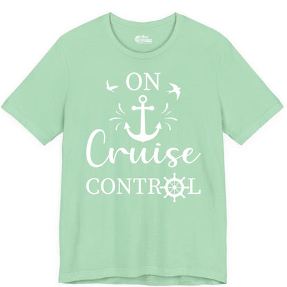 On Cruise Control Shirt - Nautical Apparel for Cruise Vacation (Premium Tee) in Mint - On Cruise Control Nautical Anchor and Birds Vacation Shirt Design