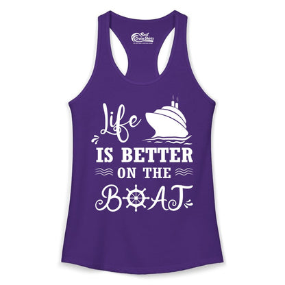 Life is Better on the Boat Shirt - Nautical Apparel for Cruises (Ladies Tank) in Solid Purple Rush - Life Is Better On The Boat Nautical Cruise Ship Shirt