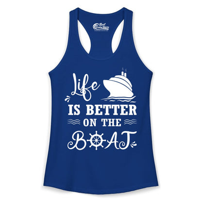 Life is Better on the Boat Shirt - Nautical Apparel for Cruises (Ladies Tank) in Solid Royal - Life Is Better On The Boat Nautical Cruise Ship Shirt