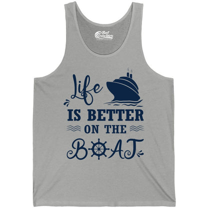 Life is Better on the Boat Shirt - Nautical Apparel for Cruises (Tank Top) in Athletic Heather - Life Is Better On The Boat Nautical Cruise Ship Shirt