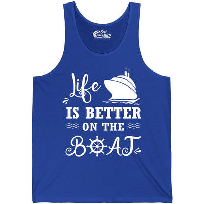 Life is Better on the Boat Shirt - Nautical Apparel for Cruises (Tank Top) in True Royal - Life Is Better On The Boat Nautical Cruise Ship Shirt