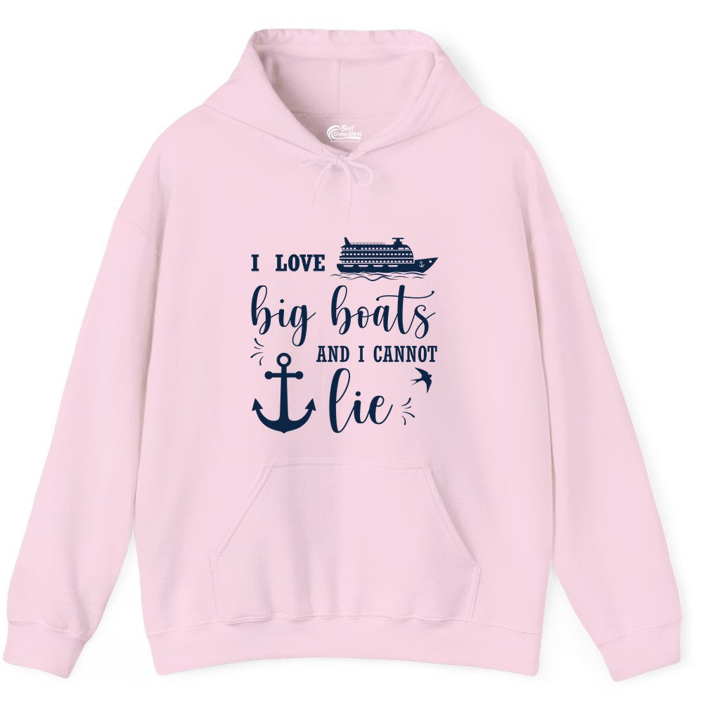Funny Cruise Shirt - Nautical Big Boats Shirt for Cruise Lovers (Hoodie) in Light Pink - I Love Big Boats And I Cannot Lie Funny Cruise Shirt Nautical Anchor