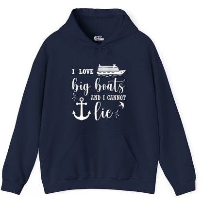 Funny Cruise Shirt - Nautical Big Boats Shirt for Cruise Lovers (Hoodie) in Navy - I Love Big Boats And I Cannot Lie Funny Cruise Shirt Nautical Anchor