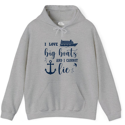 Funny Cruise Shirt - Nautical Big Boats Shirt for Cruise Lovers (Hoodie) in Sport Grey - I Love Big Boats And I Cannot Lie Funny Cruise Shirt Nautical Anchor