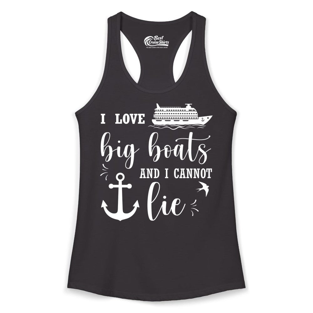Funny Cruise Shirt - Nautical Big Boats Shirt for Cruise Lovers (Ladies Tank) in Black - I Love Big Boats And I Cannot Lie Funny Cruise Shirt Nautical Anchor