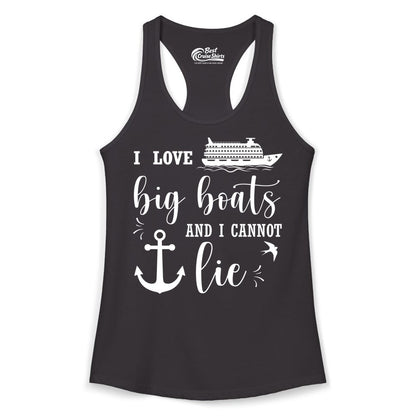 Funny Cruise Shirt - Nautical Big Boats Shirt for Cruise Lovers (Ladies Tank) in Black - I Love Big Boats And I Cannot Lie Funny Cruise Shirt Nautical Anchor