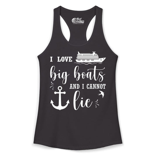 Funny Cruise Shirt - Nautical Big Boats Shirt for Cruise Lovers (Ladies Tank) in Black - I Love Big Boats And I Cannot Lie Funny Cruise Shirt Nautical Anchor