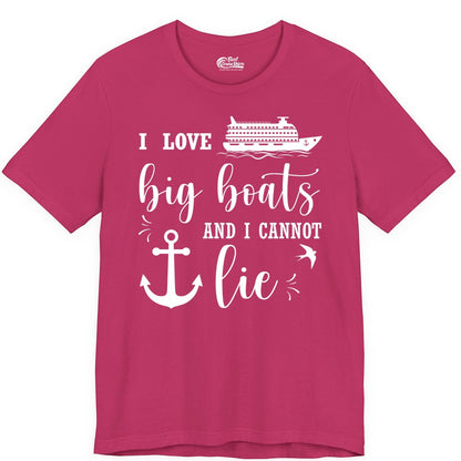 Funny Cruise Shirt - Nautical Big Boats Shirt for Cruise Lovers (Premium Tee) in Berry - I Love Big Boats And I Cannot Lie Funny Cruise Shirt Nautical Anchor