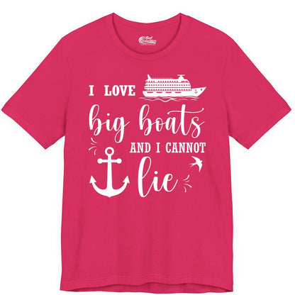 Funny Cruise Shirt - Nautical Big Boats Shirt for Cruise Lovers (Premium Tee) in Fuchsia - I Love Big Boats And I Cannot Lie Funny Cruise Shirt Nautical Anchor