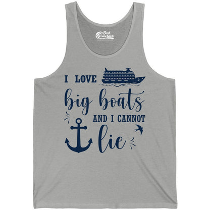 Funny Cruise Shirt - Nautical Big Boats Shirt for Cruise Lovers (Tank Top) in Athletic Heather - I Love Big Boats And I Cannot Lie Funny Cruise Shirt Nautical Anchor
