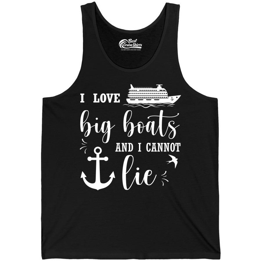 Funny Cruise Shirt - Nautical Big Boats Shirt for Cruise Lovers (Tank Top) in Black - I Love Big Boats And I Cannot Lie Funny Cruise Shirt Nautical Anchor