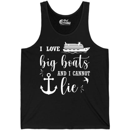 Funny Cruise Shirt - Nautical Big Boats Shirt for Cruise Lovers (Tank Top) in Black - I Love Big Boats And I Cannot Lie Funny Cruise Shirt Nautical Anchor