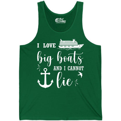 Funny Cruise Shirt - Nautical Big Boats Shirt for Cruise Lovers (Tank Top) in Kelly - I Love Big Boats And I Cannot Lie Funny Cruise Shirt Nautical Anchor
